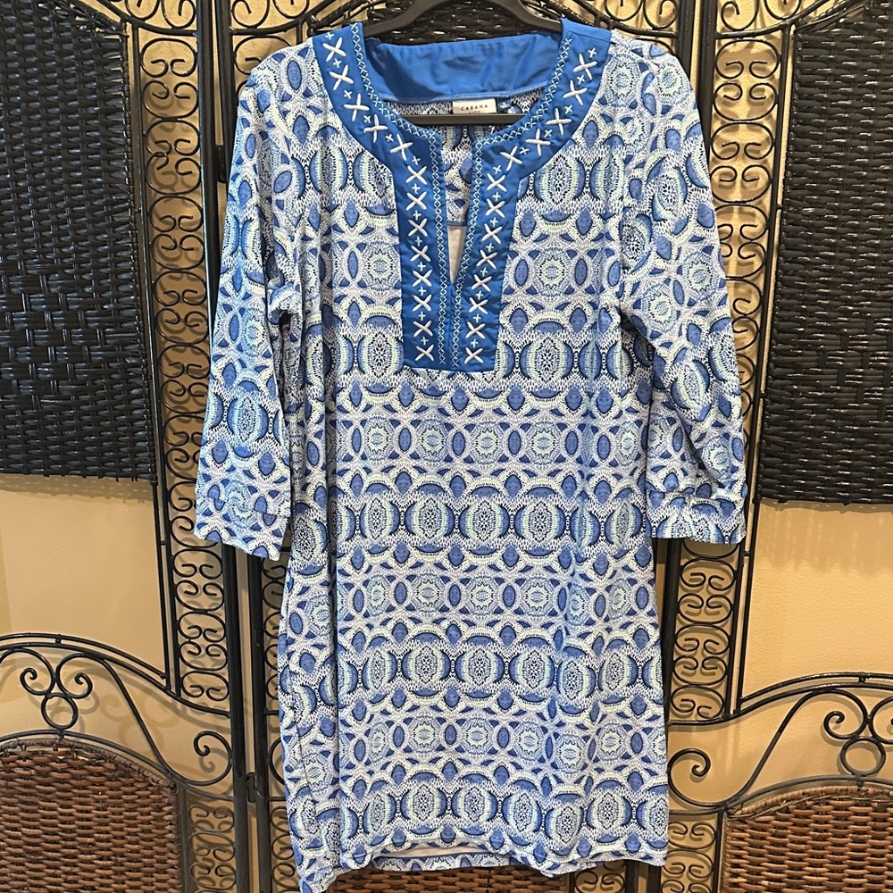 Cabana Life Blue Patterned Mini Dress